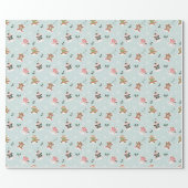 Snow Angel Woodland Forest Animals Monogram Wrapping Paper (Flat)
