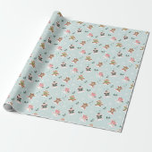 Snow Angel Woodland Forest Animals Monogram Wrapping Paper (Unrolled)