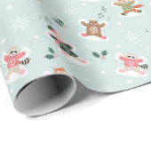 Snow Angel Woodland Forest Animals Monogram Wrapping Paper (Roll Corner)