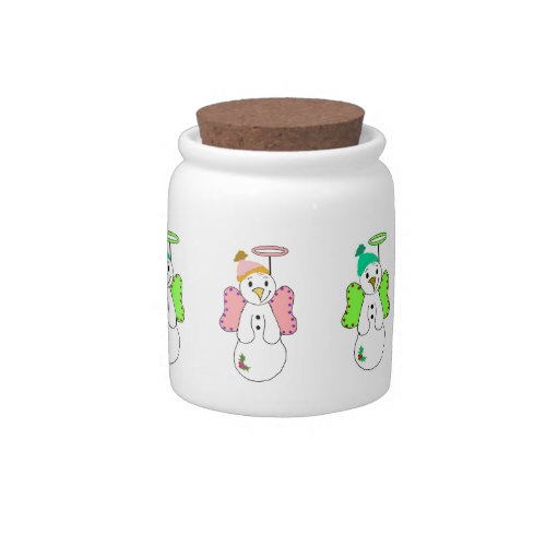Snow Angels in Pink and Green Candy Jar