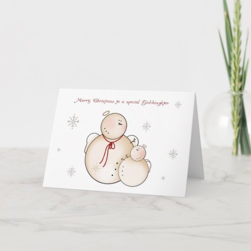 Snow Angels Merry Christmas Goddaughter Holiday Card
