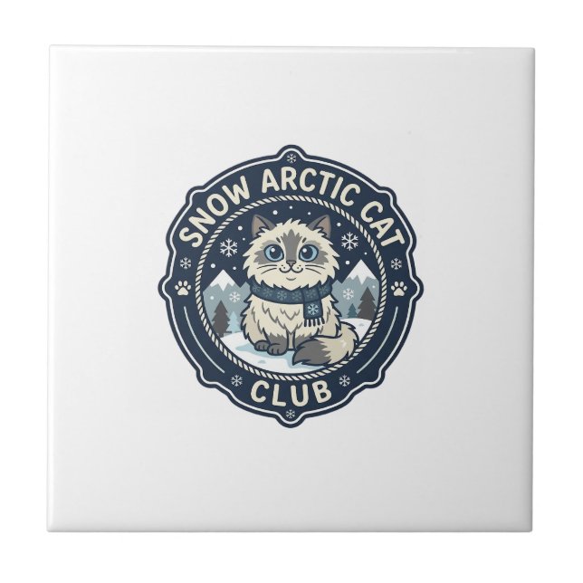 Snow Arctic Cat POD Vector Art - Snow Arctic Cat C Ceramic Tile (Front)