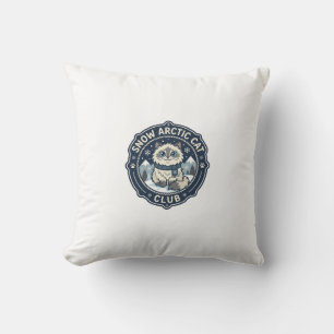 Snow Arctic Cat POD Vector Art - Snow Arctic Cat C Throw Pillow