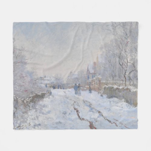 Snow at Argenteuil by Claude Monet Fleece Blanket