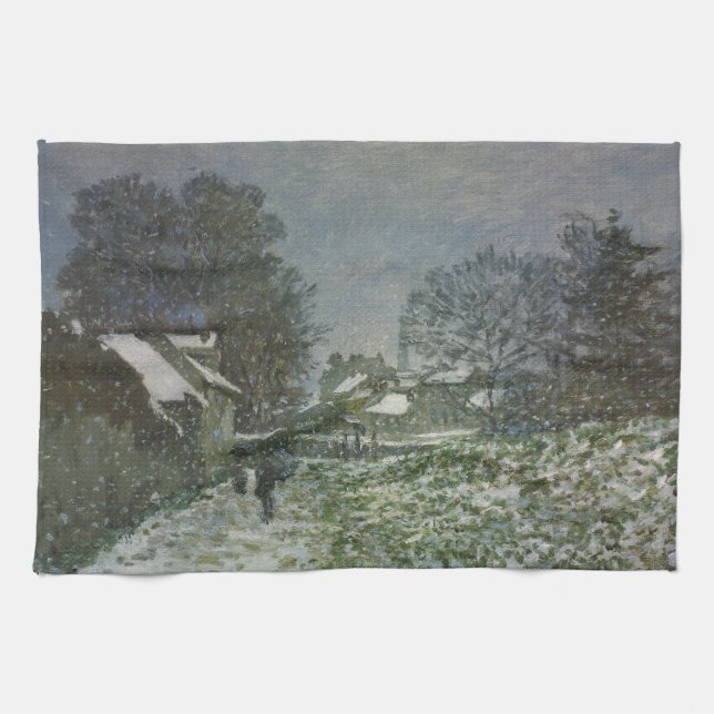 Snow at Argenteuil by Claude Monet Kitchen Towel (Horizontal)