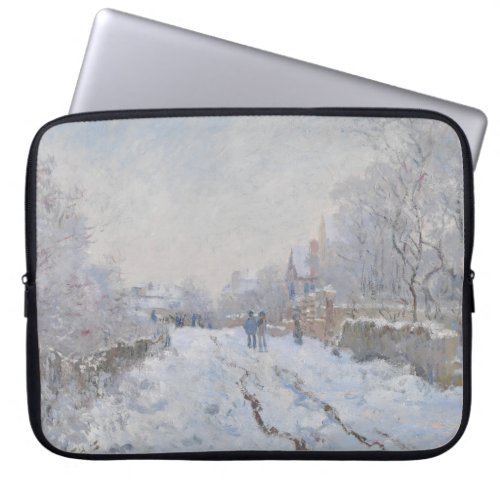 Snow at Argenteuil by Claude Monet Laptop Sleeve