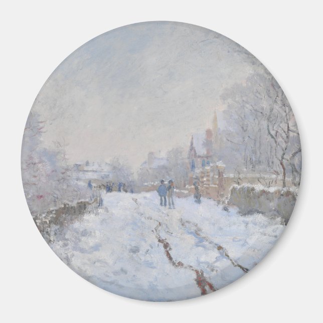 Snow at Argenteuil (by Claude Monet) Magnet (Front)