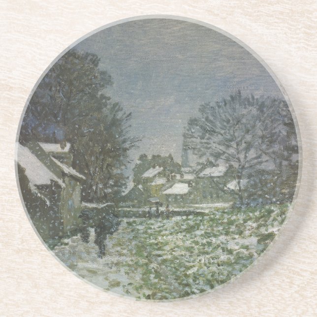 Snow at Argenteuil by Claude Monet Sandstone Coaster (Front)