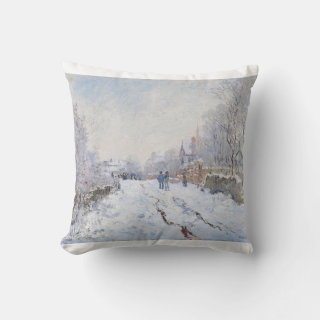 Snow at Argenteuil by Claude Monet Throw Pillow (Front)