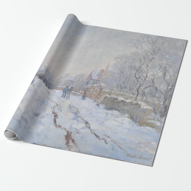 Snow at Argenteuil (by Claude Monet) Wrapping Paper (Unrolled)