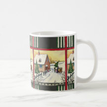 Snow at Christmas, Vintage Style, add text Coffee Mug