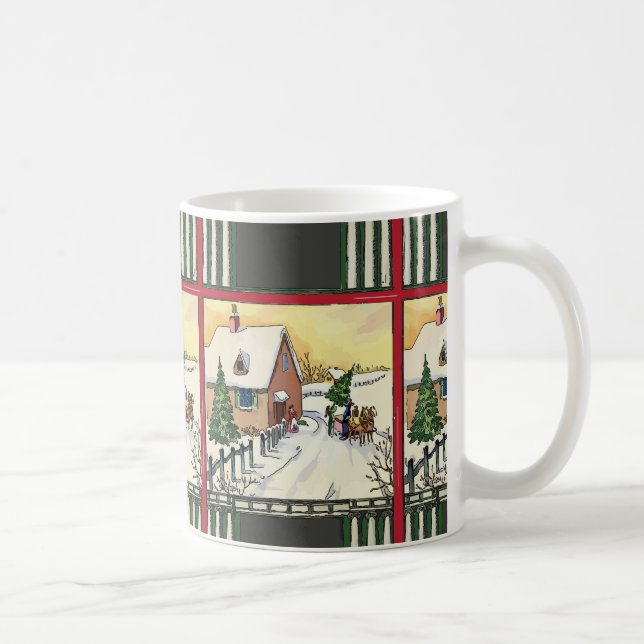 Snow at Christmas, Vintage Style, add text Coffee Mug (Right)