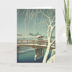 Snow At Edo River Hasui Kawase Winter Art Scenery Holiday Card