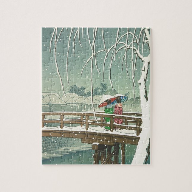 Snow At Edo River Hasui Kawase Winter Art Scenery Jigsaw Puzzle (Vertical)