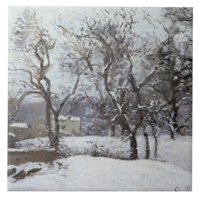 Snow at Louveciennes (1870) by Camille Pissarro Ceramic Tile (Front)