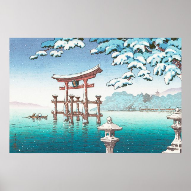 Snow at Miyajima hanga winter scenery watererscape Poster (Front)
