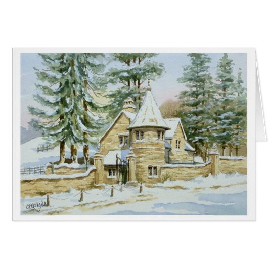 Snow at Stowell Lodge Gate Cards (Front Horizontal)