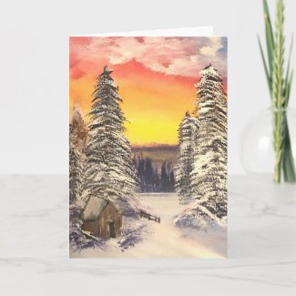 Snow At Sunset Card