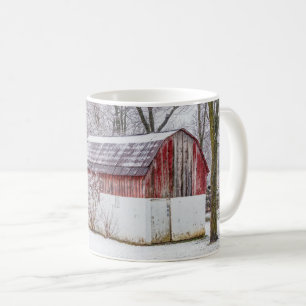 Snow At The Red Barn Coffee Mug