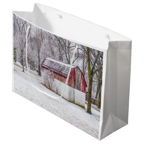 Snow At The Red Barn Large Gift Bag