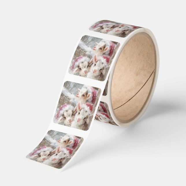 Snow Babies - Christmas Baby Goats 10 Square Sticker (Roll)