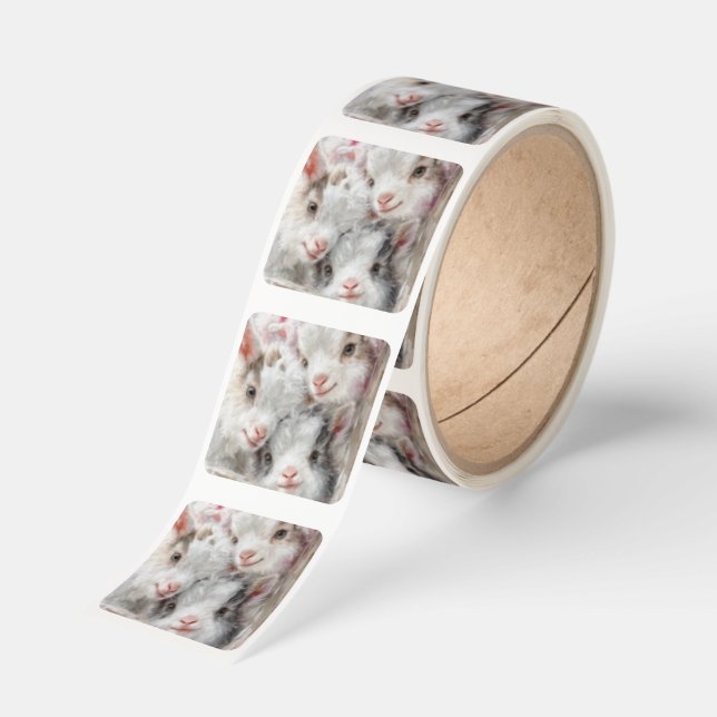 Snow Babies - Christmas Baby Goats 3 Square Sticker (Roll)