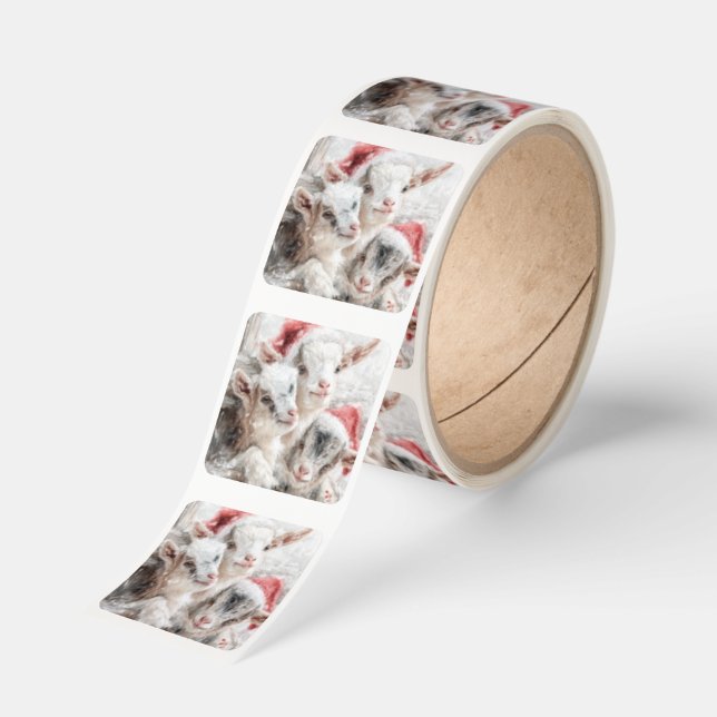 Snow Babies - Christmas Baby Goats 5 Square Sticker (Roll)