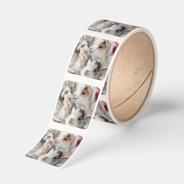 Snow Babies - Christmas Baby Goats 6 Square Sticker (Roll)