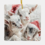 Snow Babies Christmas Goats 5 - YOUR PHOTO Ceramic Ornament