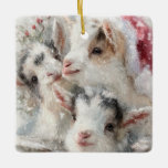 Snow Babies Christmas Goats 6 - YOUR PHOTO Ceramic Ornament