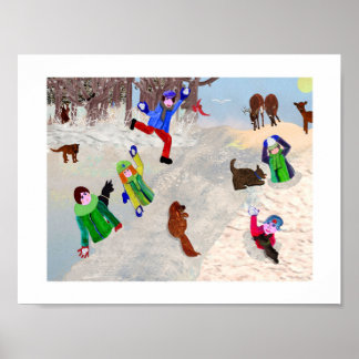 Snow Ball fight  LeeMarie's Creative Design Poster