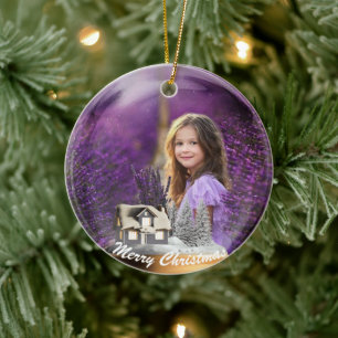 snow ball glass picture ceramic ornament