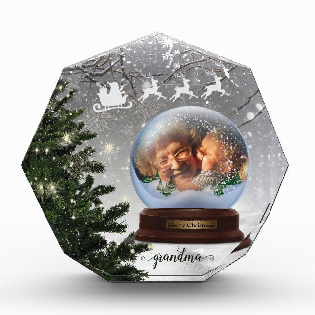 Snow Ball Monogram Name Family  Acrylic Award (Front)