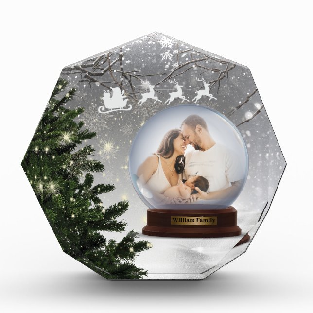 Snow Ball Monogram Name Family  Acrylic Award (Front)