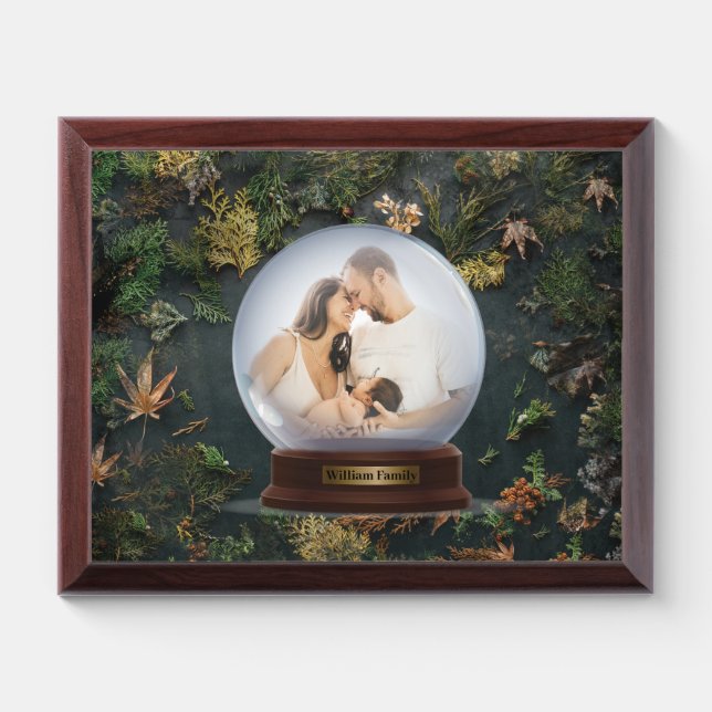 Snow Ball Monogram Name Family  Award Plaque (Horizontal)