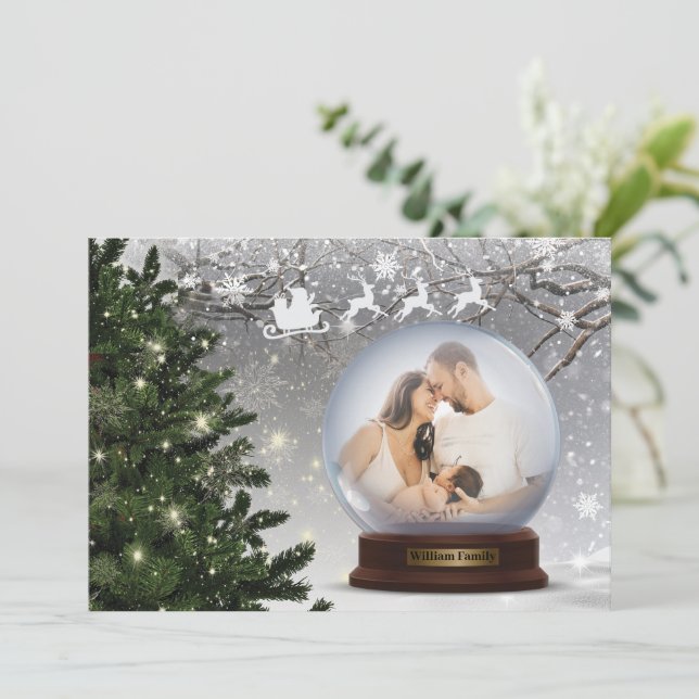 Snow Ball Monogram Name Family Holiday Card (Standing Front)