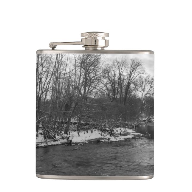 Snow Beauty James River Grayscale Flask (Front)