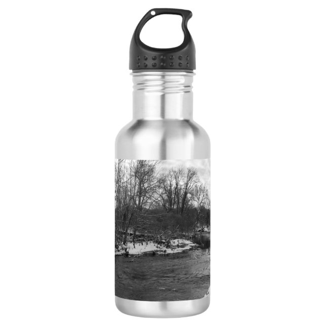 Snow Beauty James River Grayscale Stainless Steel  Water Bottle (Front)