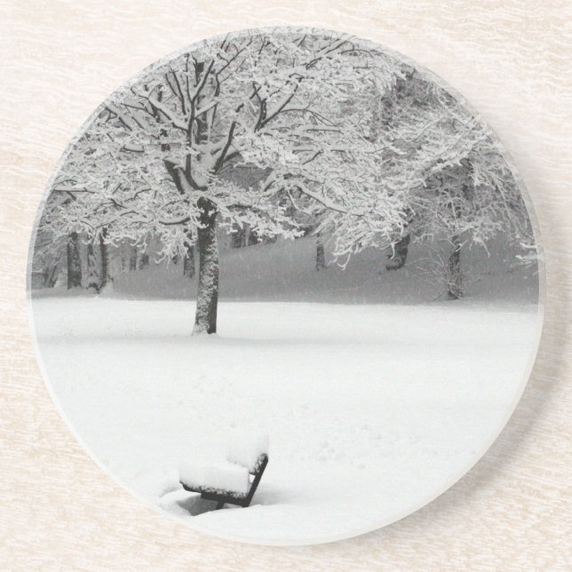 Snow bench and trees coaster (Front)