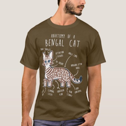 Snow Bengal Cat Seal Lynx Anatomy T_Shirt