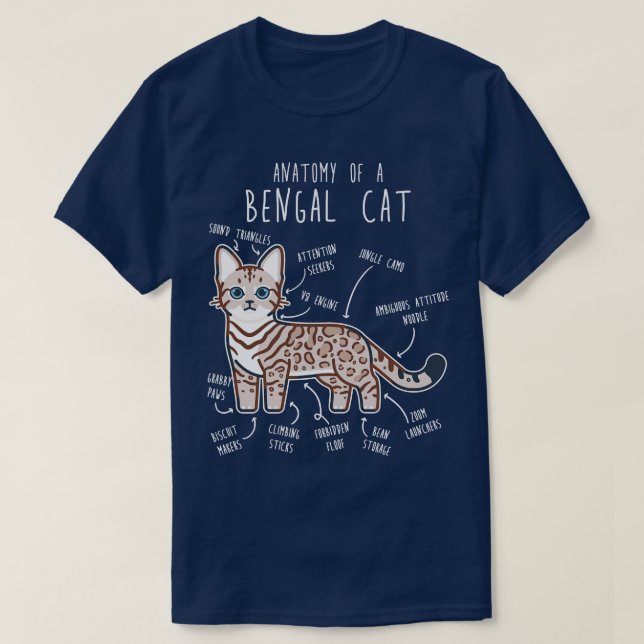 Snow Bengal Cat Seal Lynx Anatomy T-Shirt (Design Front)