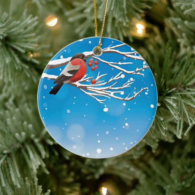 Snow Bird Ceramic Ornament (Tree)
