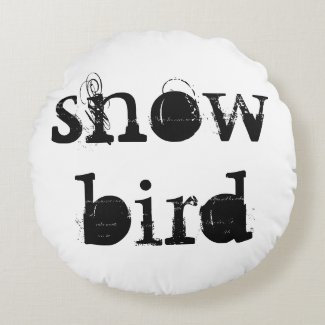&#39;Snow Bird&#39; Cotton Round Pillow