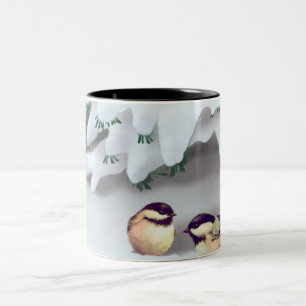 SNOW BIRDS by SHARON SHARPE Two-Tone Coffee Mug