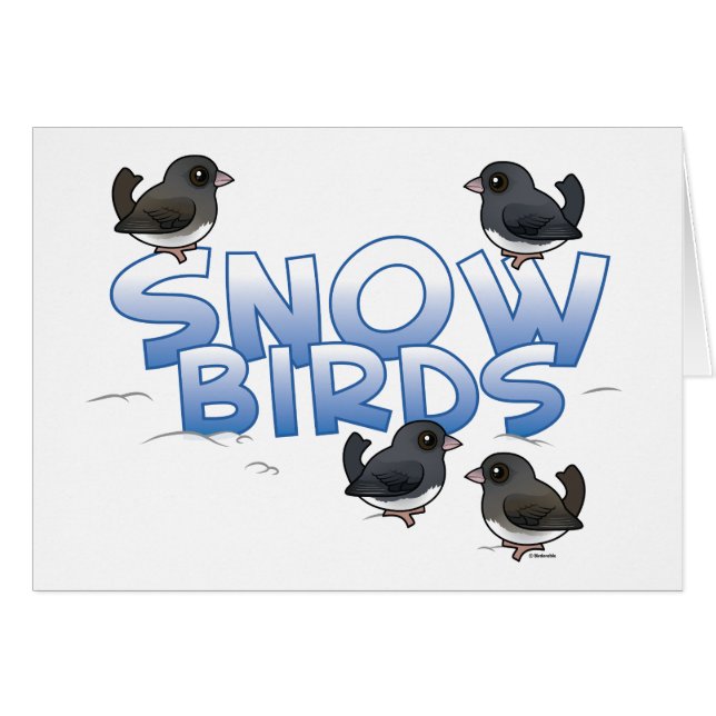 Snow Birds Card with Birdorable Junco Birds (Front Horizontal)