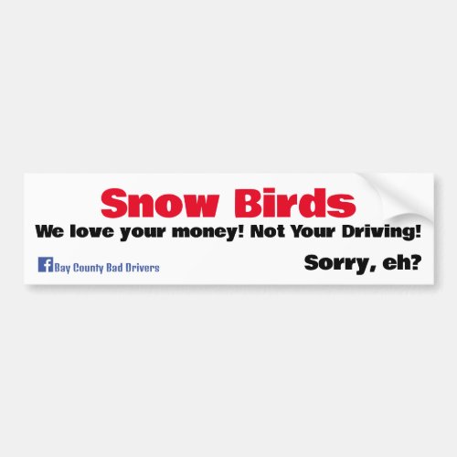 Snow Birds _ We Love your Money Bumper Sticker
