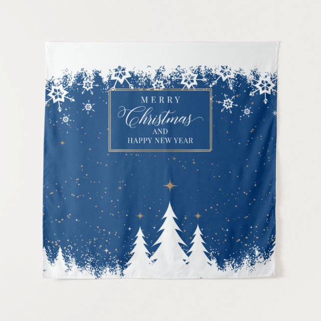 Snow Blue Christmas Backdrop Winter banner (Front)