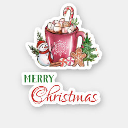 Snow Blue Cute Cup Merry Christmas Happy Holidays  Sticker