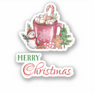 Snow Blue Cute Cup Merry Christmas Happy Holidays Sticker