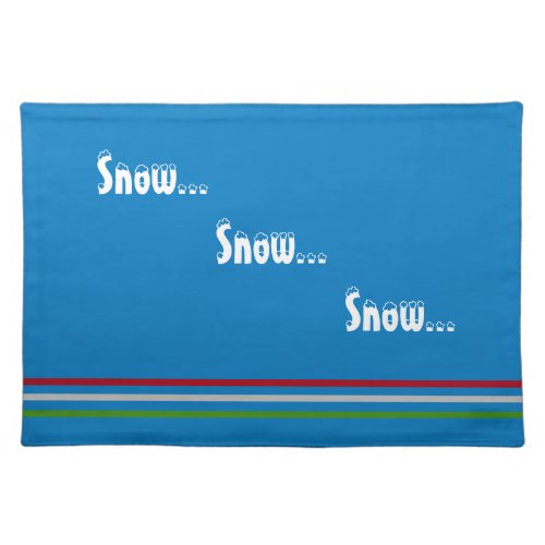 Snow Blue Red Silver Green Stripes Cloth Placemat